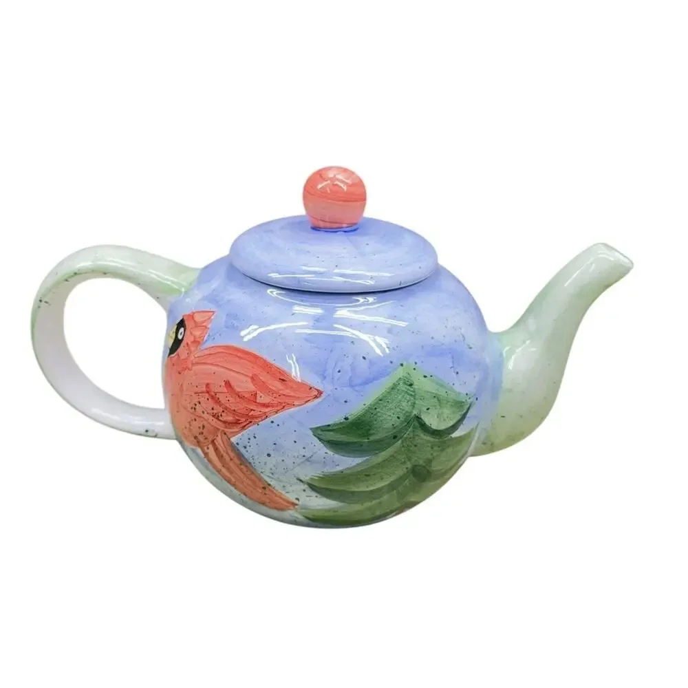 Vintage 90's Bella Ceramica Sierra Rustic Hand Painted Winter Mountain Tea Pot